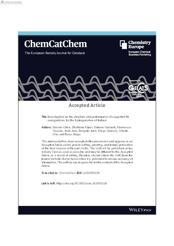 Investigation on the structure and performance of supported Ni nanoparticles for the hydrogenation of furfural Thumbnail