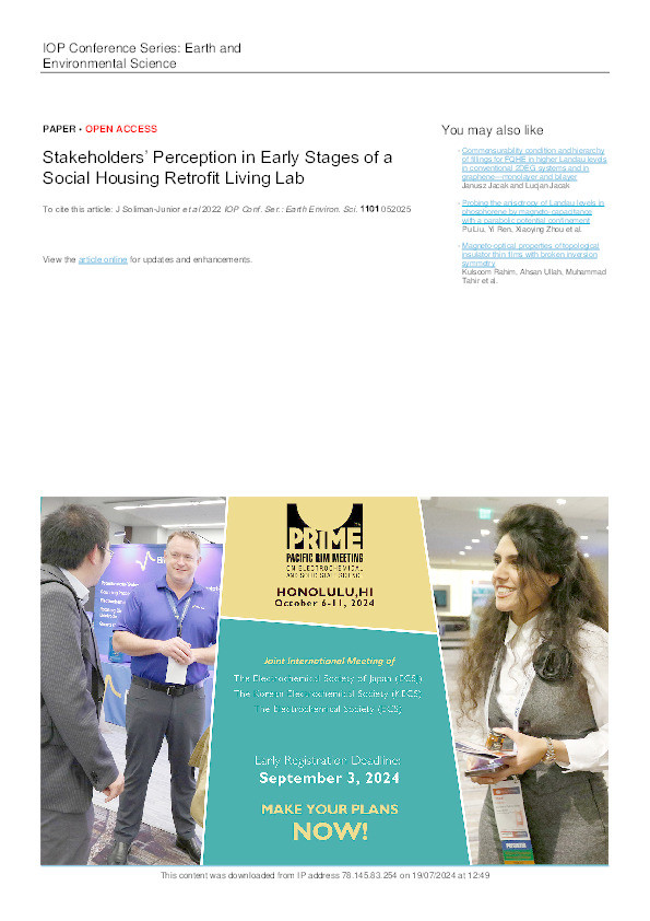 Stakeholders’ Perception in Early Stages of a Social Housing Retrofit Living Lab Thumbnail