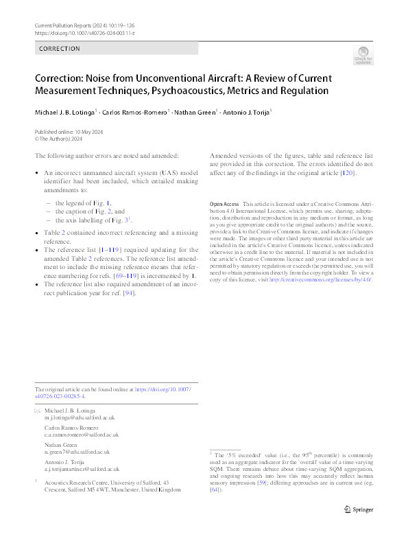 Correction: Noise from Unconventional Aircraft: A Review of Current Measurement Techniques, Psychoacoustics, Metrics and Regulation Thumbnail