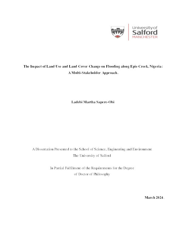 The Impact of Land Use and Land Cover Change on Flooding along Epie Creek, Nigeria: A Multi-Stakeholder Approach. Thumbnail