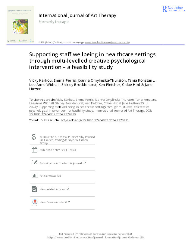 Supporting staff wellbeing in healthcare settings through multi-levelled creative psychological intervention – a feasibility study Thumbnail