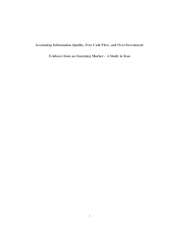 Accounting information quality, free cash flow, and over-investment: evidence from an emerging market  a study in Iran Thumbnail
