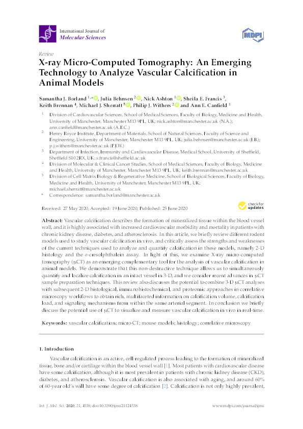 X-ray Micro-Computed Tomography: An Emerging Technology to Analyze Vascular Calcification in Animal Models Thumbnail