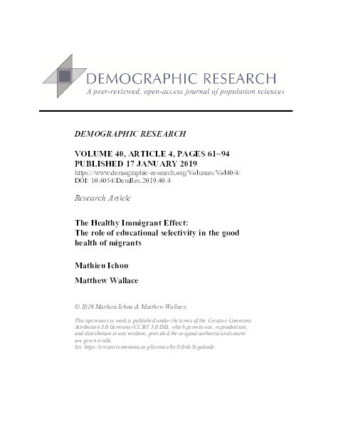 The Healthy Immigrant Effect: The role of educational selectivity in the good health of migrants Thumbnail