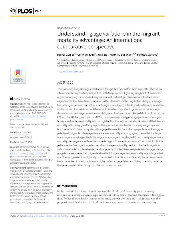 Understanding age variations in the migrant mortality advantage: An international comparative perspective Thumbnail