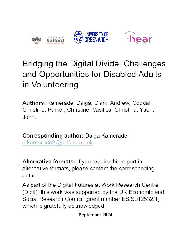 Bridging the Digital Divide: Challenges and Opportunities for Disabled Adults in Volunteering Thumbnail