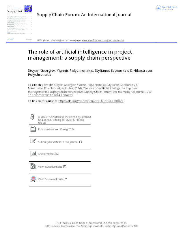 The role of artificial intelligence in project management: a supply chain perspective Thumbnail