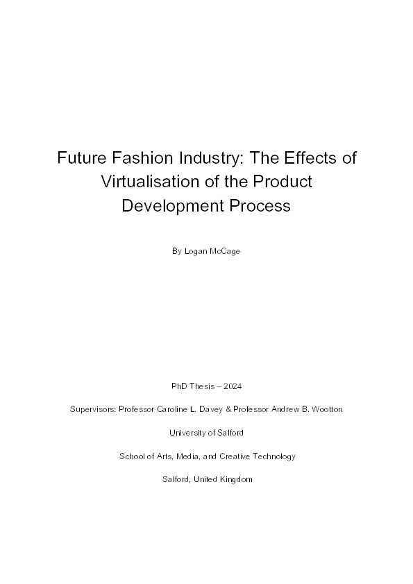 Future Fashion Industry: The Effects of Virtualisation of the Product Development Process Thumbnail