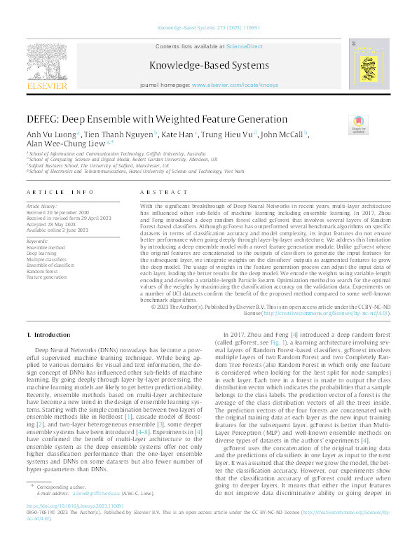 DEFEG: Deep Ensemble with Weighted Feature Generation Thumbnail