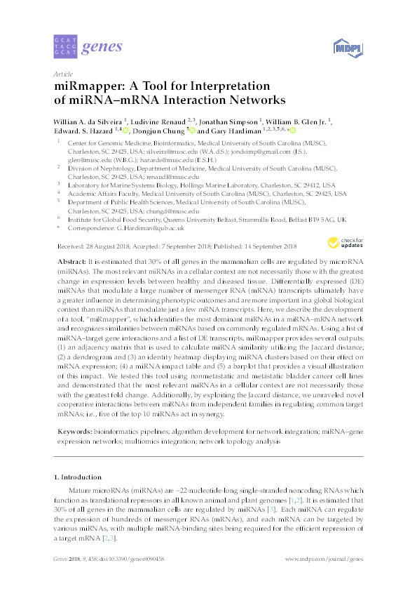 miRmapper: A Tool for Interpretation of miRNA–mRNA Interaction Networks Thumbnail