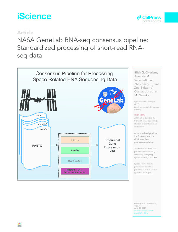 NASA GeneLab RNA-seq consensus pipeline: Standardized processing of short-read RNA-seq data Thumbnail