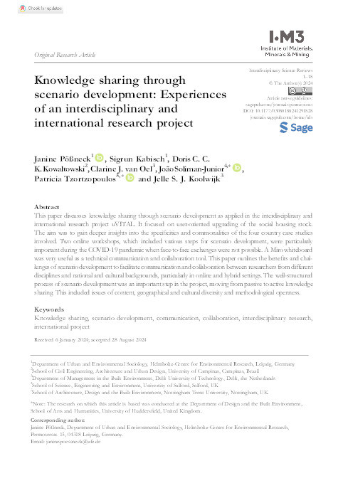 Knowledge sharing through scenario development: Experiences of an interdisciplinary and international research project Thumbnail