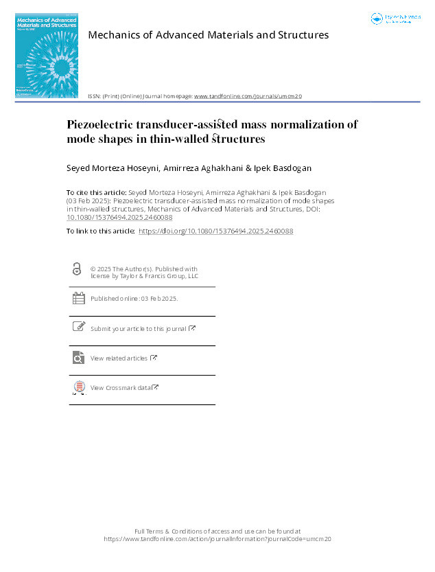 Piezoelectric transducer-assisted mass normalization of mode shapes in thin-walled structures Thumbnail