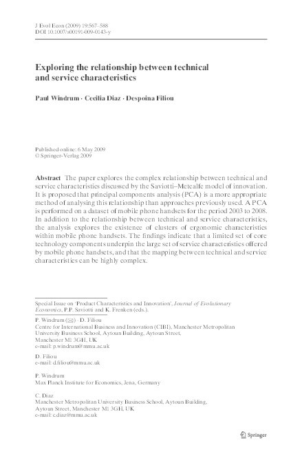Exploring the relationship between technical and service characteristics Thumbnail