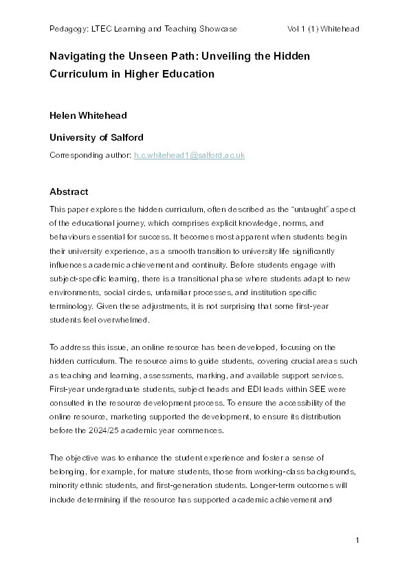 Navigating the Unseen Path: Unveiling the Hidden Curriculum in Higher Education Thumbnail