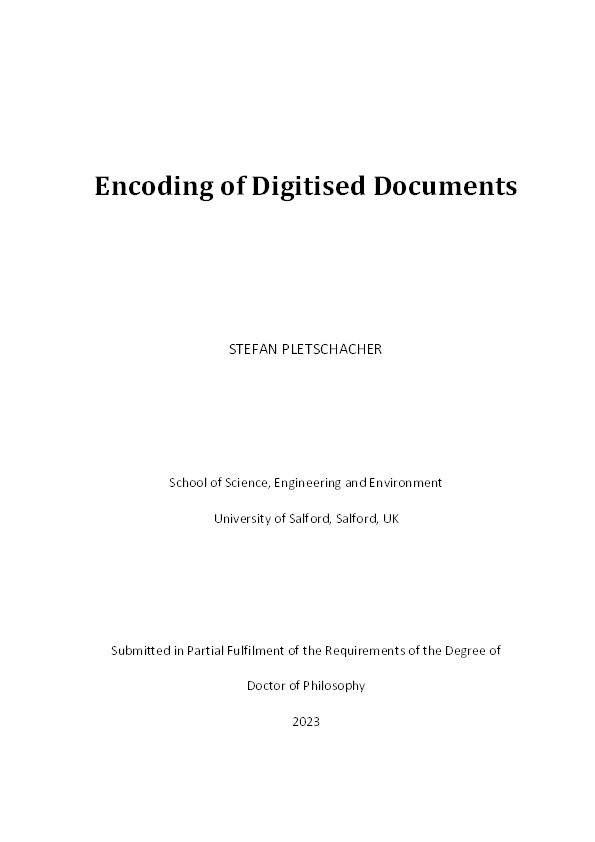Encoding of Digitised Documents Thumbnail