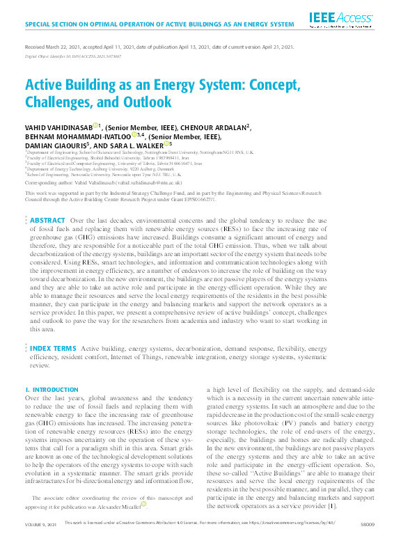 Active Building as an Energy System: Concept, Challenges, and Outlook Thumbnail