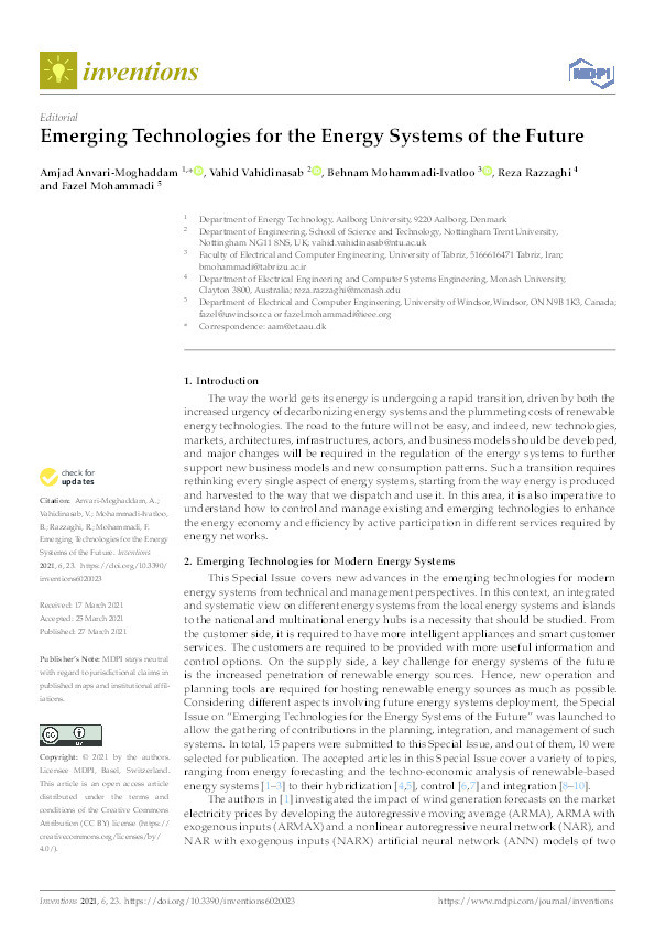 Emerging Technologies for the Energy Systems of the Future Thumbnail