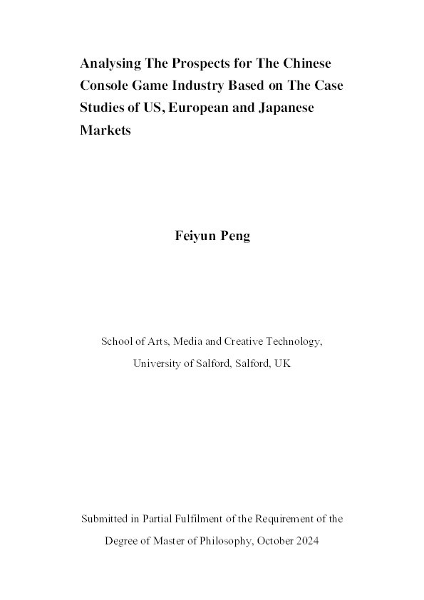  Analysing The Prospects For The Chinese Console Game Industry Based On The Case Studies Of US  European And Japanese Markets Thumbnail