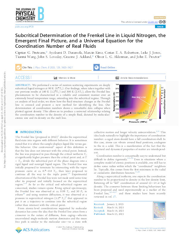 Subcritical Determination of the Frenkel Line in Liquid Nitrogen, the Emergent Final Picture, and a Universal Equation for the Coordination Number of Real Fluids Thumbnail