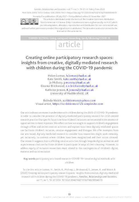 Creating online participatory research spaces Thumbnail