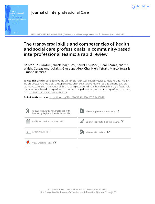 The transversal skills and competencies of health and social care professionals in community-based interprofessional teams: a rapid review Thumbnail