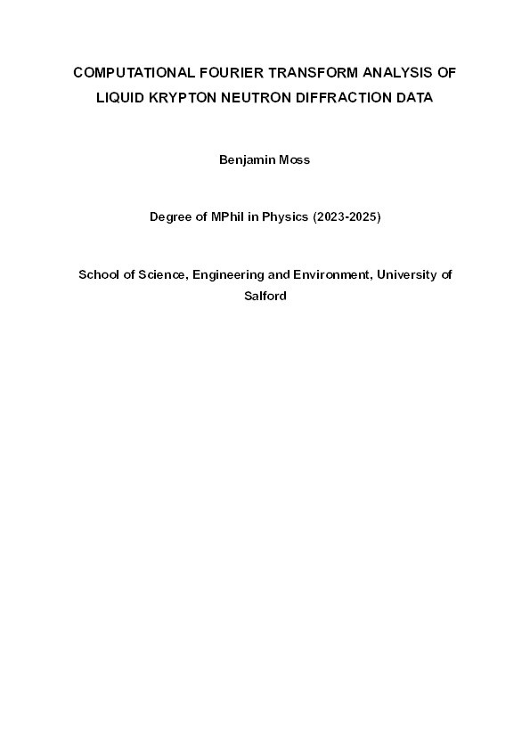 Computational Fourier Transform Analysis of Liquid Krypton Neutron Diffraction Data Thumbnail