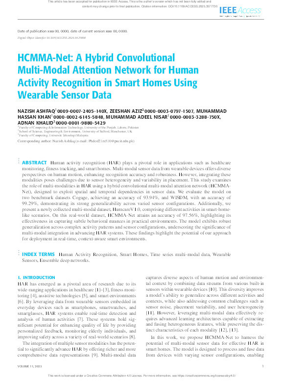 HCMMA-Net: A Hybrid Convolutional Multi-Modal Attention Network for Human Activity Recognition in Smart Homes Using Wearable Sensor Data Thumbnail