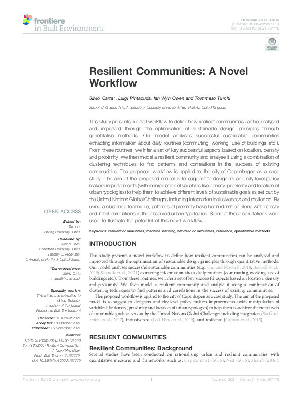 Resilient Communities: A Novel Workflow Thumbnail