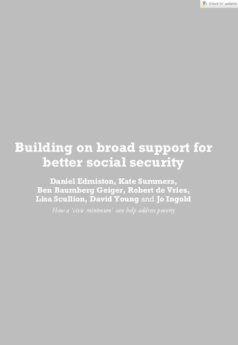 Building on broad support for better social security Thumbnail